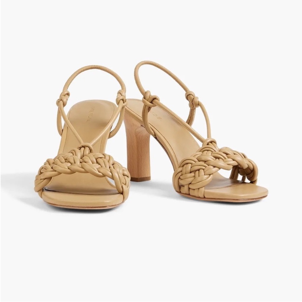 Vince Quenelle braided leather slingback sandal in tan or dune -  new in box